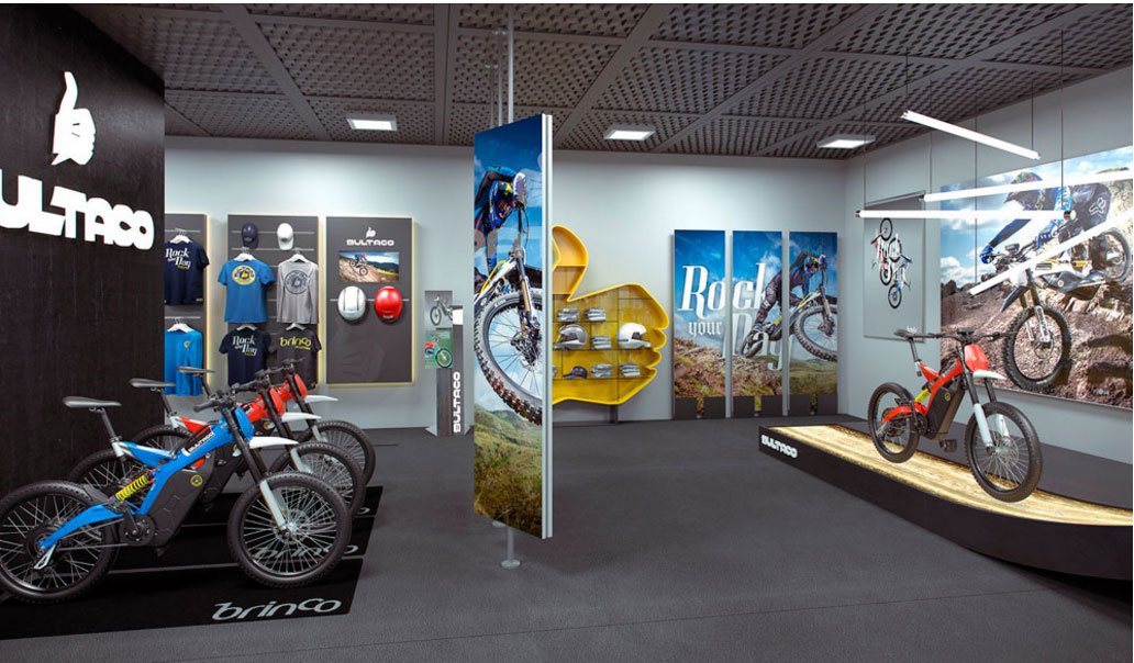 render 3D de las tiendas franquicia de Bultaco